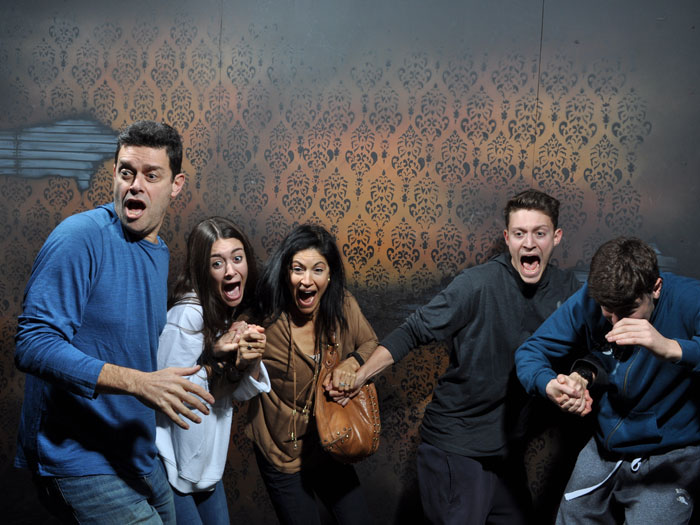 Mother and family screaming inside Nightmares Fear Factory